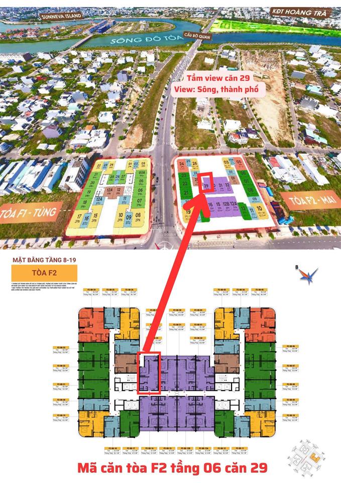 Căn 1pn + 1 diện tích 55.8m2 giá 2.366 tỷ view sông fours tower đà nẵng