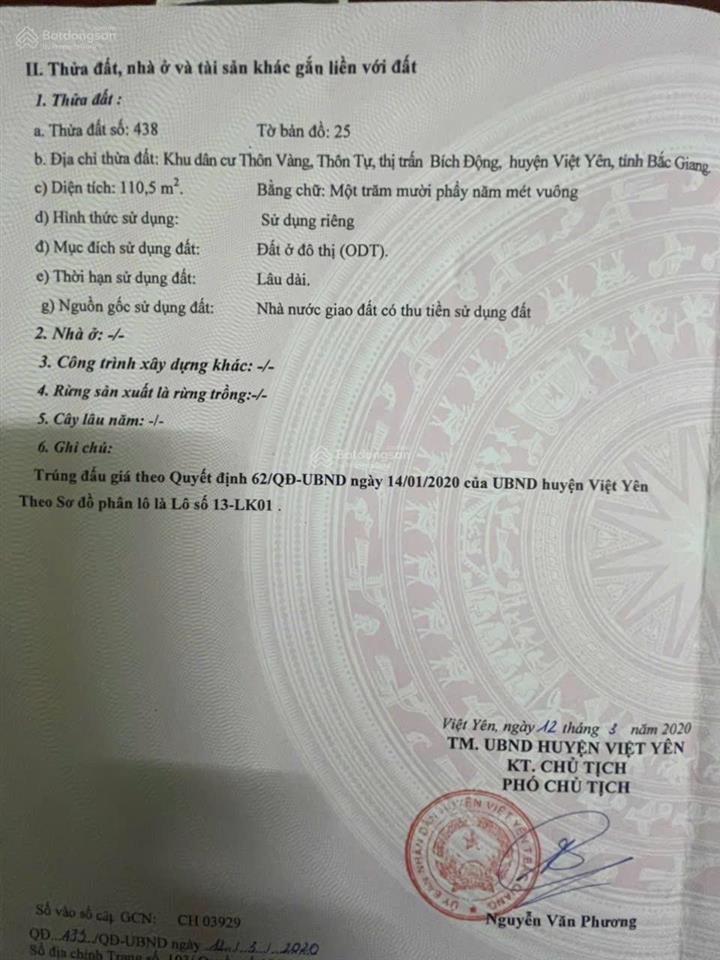 Bán đất mặt phố bích động phường việt yên vị trí đắc địa, kinh doanh được luôn