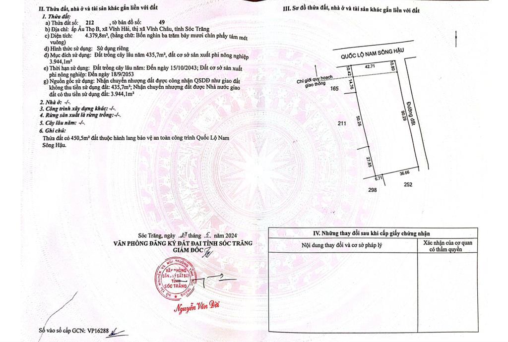 Bán đất tại vĩnh hải, vĩnh châu, sóc trăng, giá siêu hời 6,5 tỷ, 4379,8m2