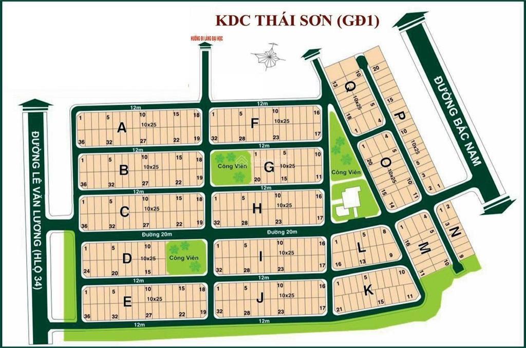 Bán đất biệt thự thái sơn phước kiển nhà bè. dt 10x25=250m2. giá 60tr/m2