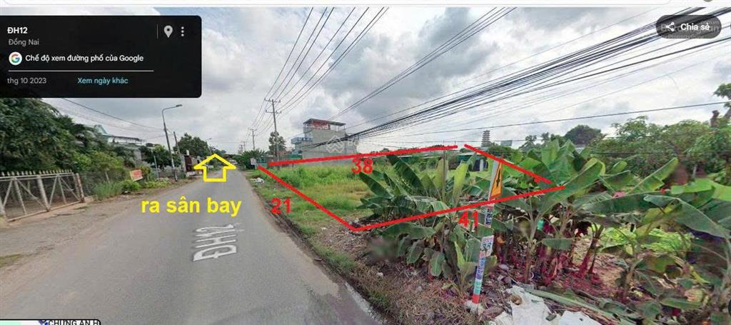 Cổng chính sân bay 3km dt 777,5m2 có 300m2 thổ cư giá 20 tỷ hl 12 long phước