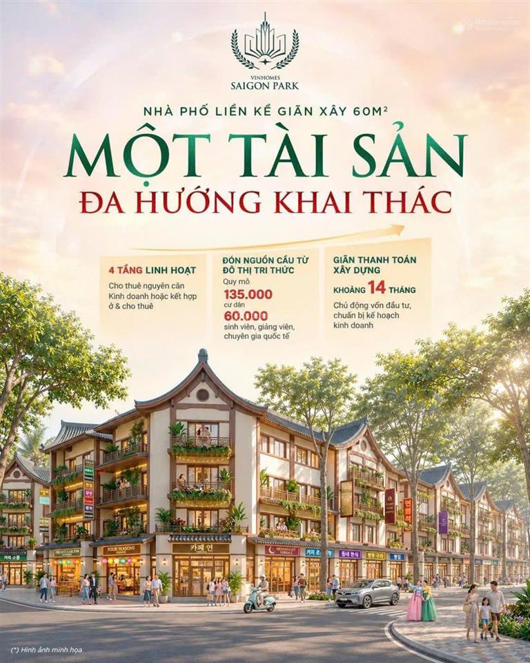 Quỹ hàng giá tốt vinhomes saigon park nhà phố chỉ từ 4,9 tỷ 50m2
