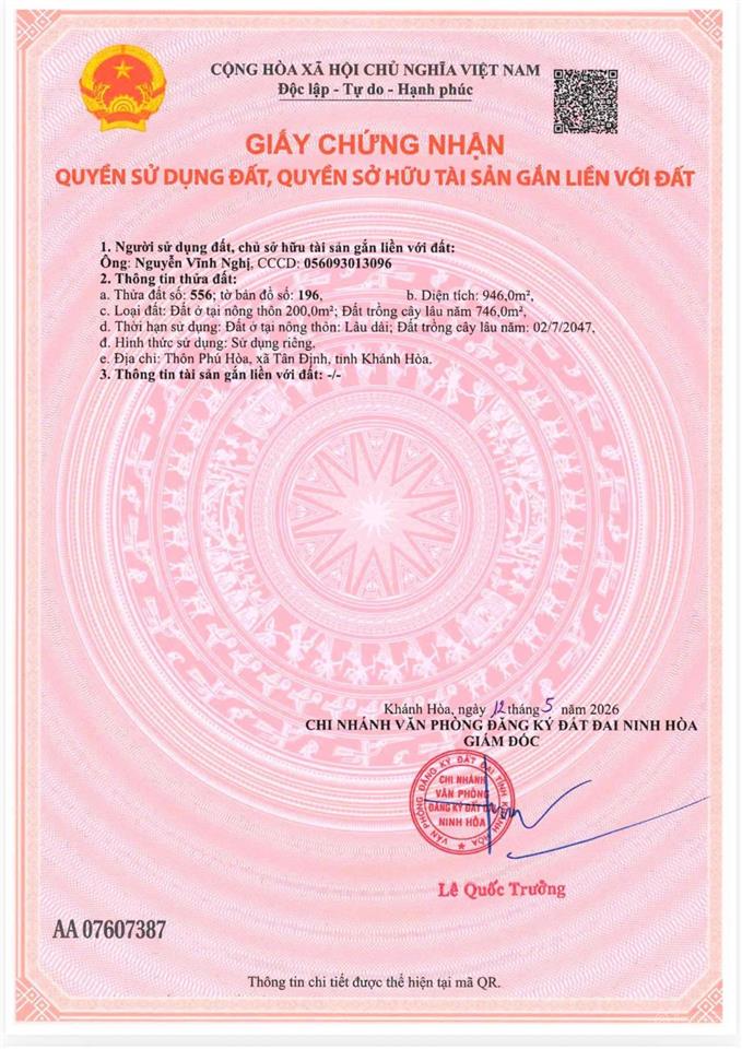 Bán đất tại xã ninh bình, ninh hòa, khánh hòa, 2,45 tỷ, 946 m2 đẹp, nhiều tiện ích
