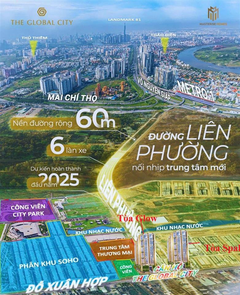 Cần chuyển nhượng lại căn hộ global city 2pn masteri grand view ct8, view quảng trường cực đẹp