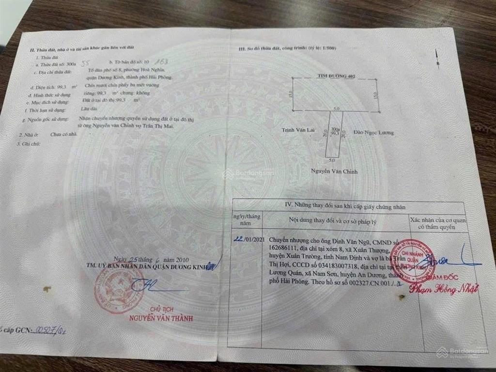 Siêu phẩm mặt đg tỉnh lô 402 hoà nghĩa dương kinh gần ga đg sắt lchnhp sắp khởi công siêu rẻ ..