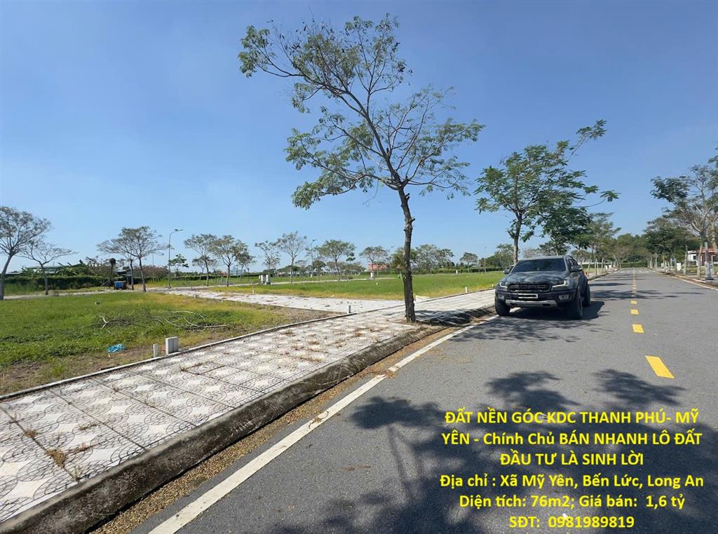 ĐẤT NỀN GÓC KDC THANH PHÚ- MỸ YÊN - Chính Chủ BÁN NHANH LÔ ĐẤT ĐẦU TƯ LÀ SINH LỜI