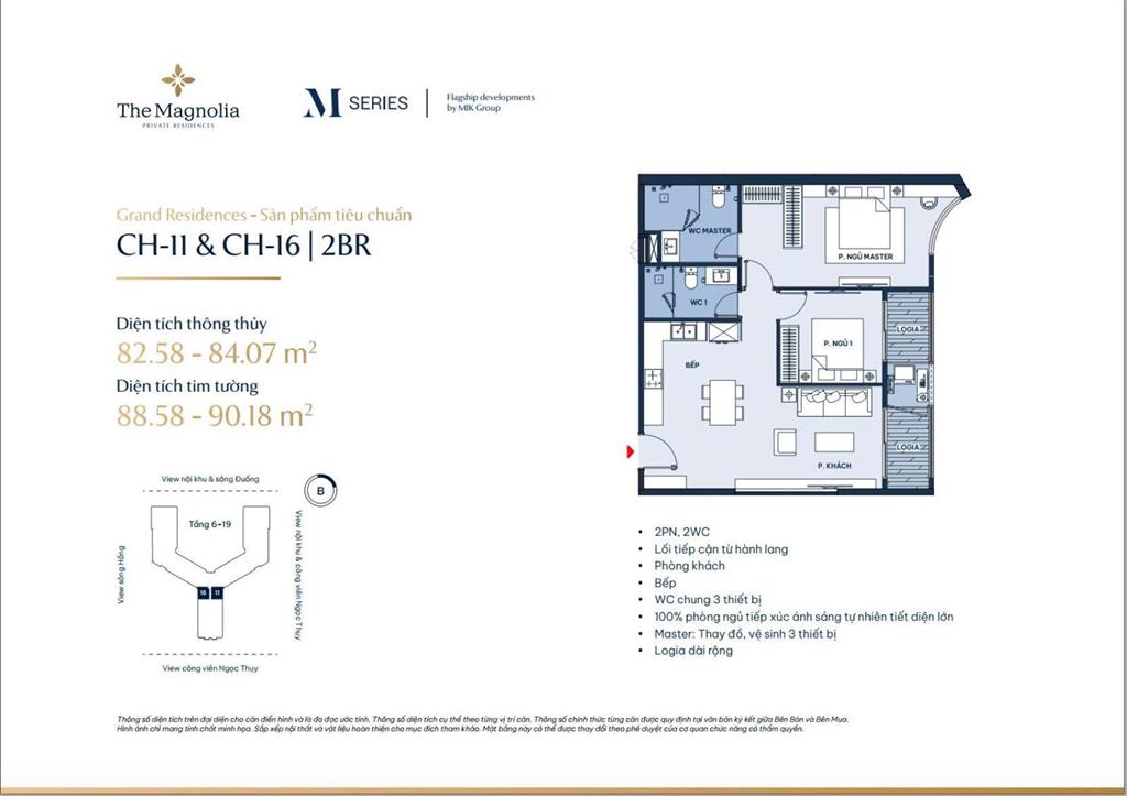 The magnolia căn 2pn siêu hot trục 16 tầng trung view sông hồng giá 9.8x
