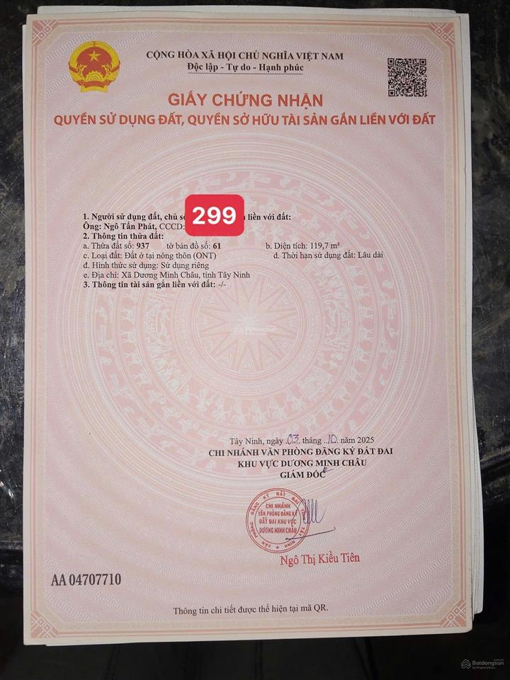 Đường nhựa 5x45m giá chỉ 379 triệu/lô nhìn trực diện núi bà