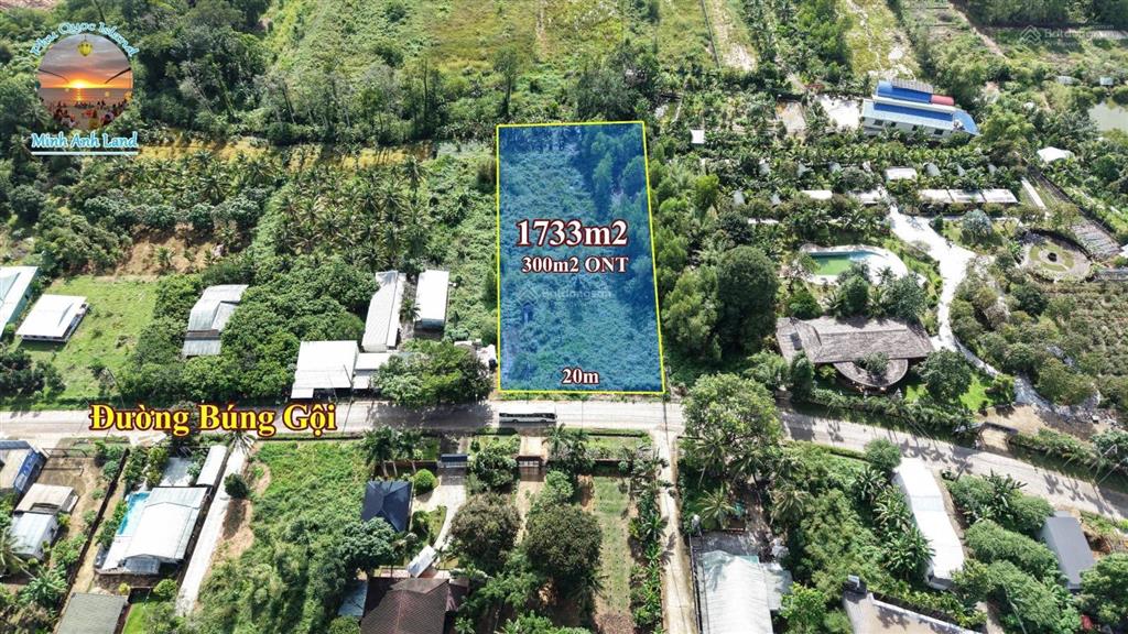 Bán lô đất 1734m2 mặt tiền đường búng gội, cách biển ông lang 1.5km. có sẵn 300m2 thổ cư, giá tốt