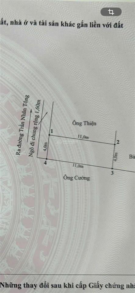 44m2 đất ngõ 47 trần nhân tông cách mặt đường chính 50m.