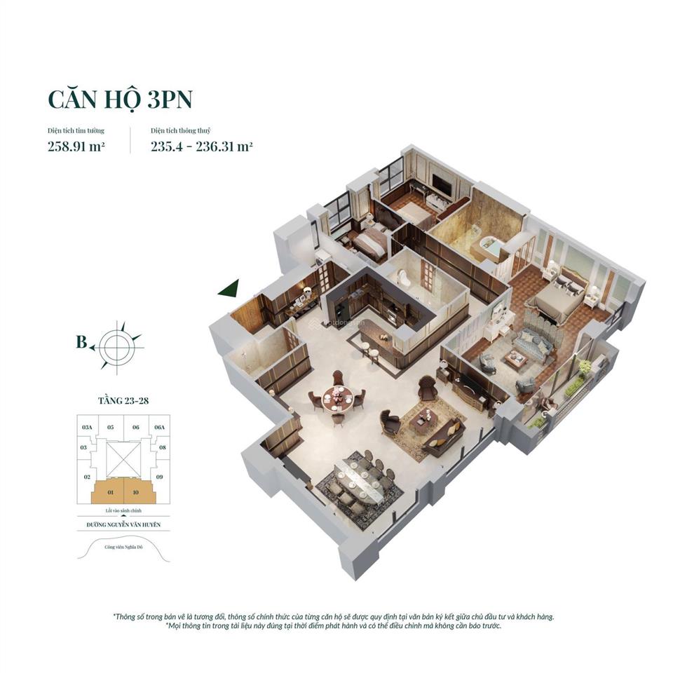 Bán căn chung cư rộng nhất hanoi signature 3 pn diện tích 236m2, view hồ và công viên 0948 298 ***