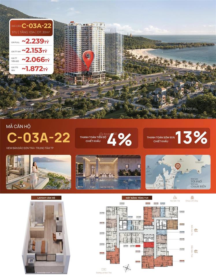 The camellia sơn trà studio view biển, chỉ 1,87 tỷ 30m2 sở hữu lâu dài cách biển chỉ 200m