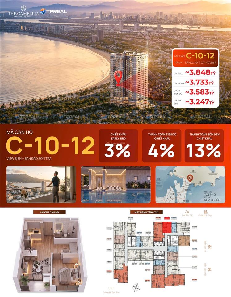 3,2 tỷ sở hữu ngay căn 1.5 pn the camellia view bán đảo sơn trà sổ lâu dài cách biển 200m