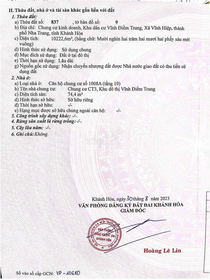 Bán Căn Hộ Ct3 Vĩnh Điềm Trung Vĩnh Hiệp Nha Trang Đã Có Sổ Hồng Riêng