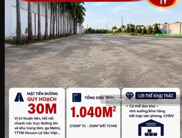 Hiếm! 1.040m2 đất mặt tiền trung tâm q9 cũ gần ngã tư thủ đức chỉ 65 tỷ