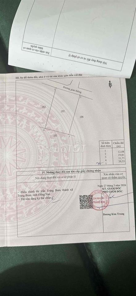 Bán nhà 12x20 hổ cư, sổ hồng riêng, phường Trảng Bom, đường xe hơi, gầ