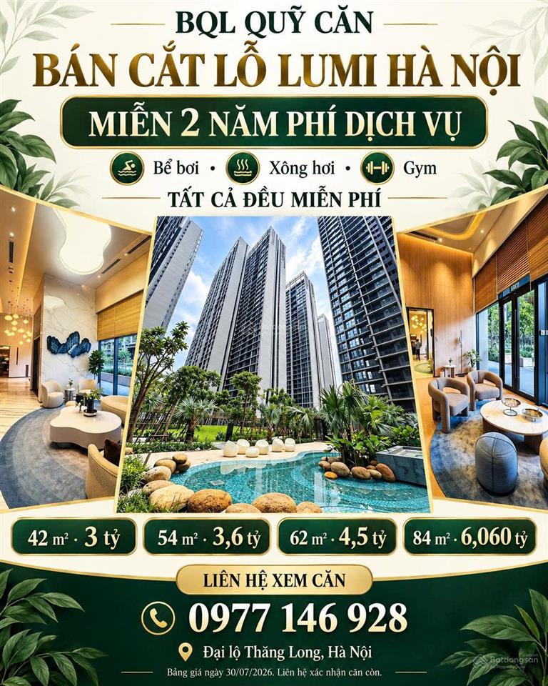Bql quỹ căn bán cắt lỗ lumi hà nội đã nhận nhà full nội thất. 0977 146 ***