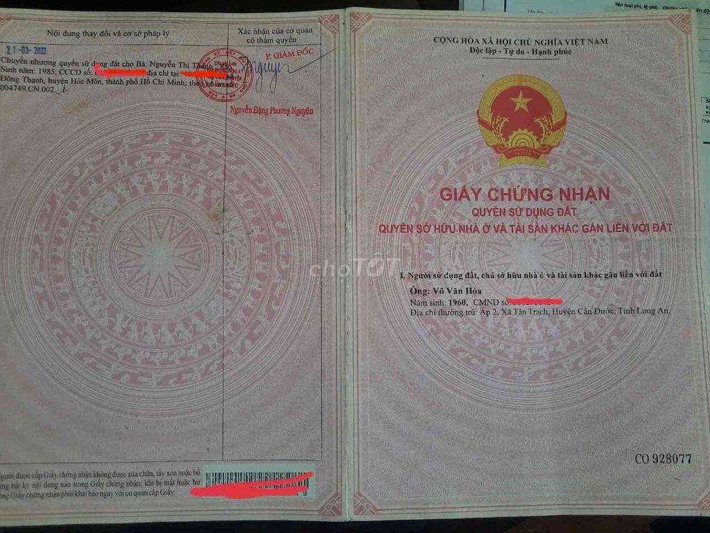 Đất SHR chính chủ, tân trạch, cần đước, long an