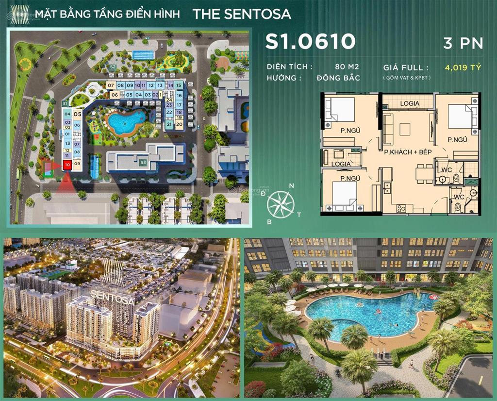 Căn góc 3pn the sentosa giá thanh toán sớm chỉ 3,757 tỷ 0979 343 ***