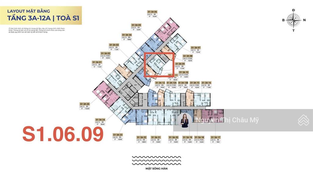 Căn 2pn view sông hàn nội khu sun symphony tòa s1 đơn giá 69 triệu/m2 châu mỹ