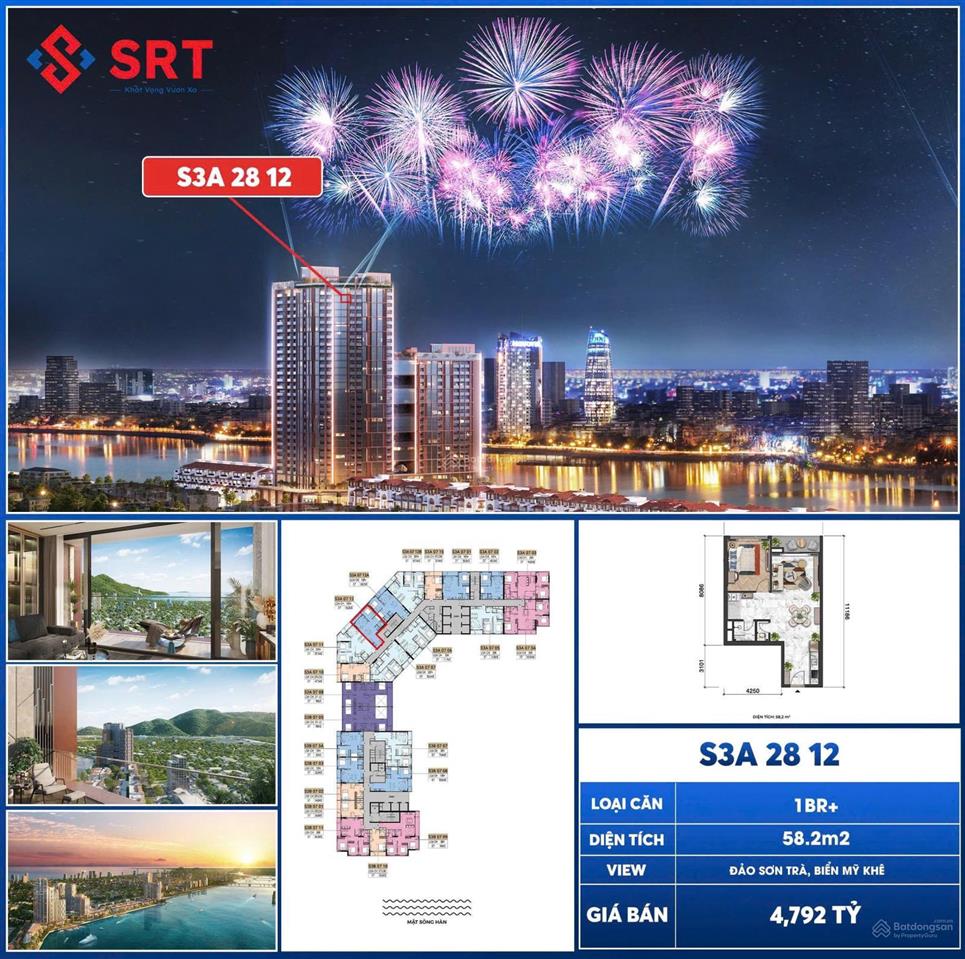 Bán căn hộ 1br+ view siêu đẹp đảo sơn trà & biển mỹ khê, giá chỉ nhỉnh 4 tỷ