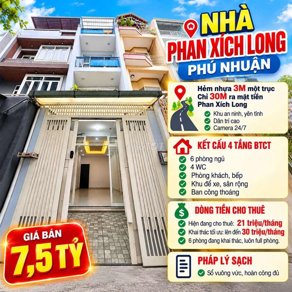50m2 - 7.5 TỶ - 4 TẦNG BTCT - NHÀ PXLONG PHÚ NHUẬN | | 6PN 4WC