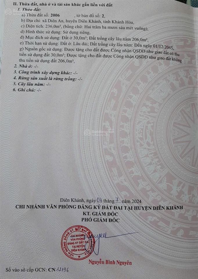 Chính chủ gửi bán đất chưa qua đầu tư tại diên an, sát bên đô thị phú an nam. 236m2, giá chỉ 13tr/m
