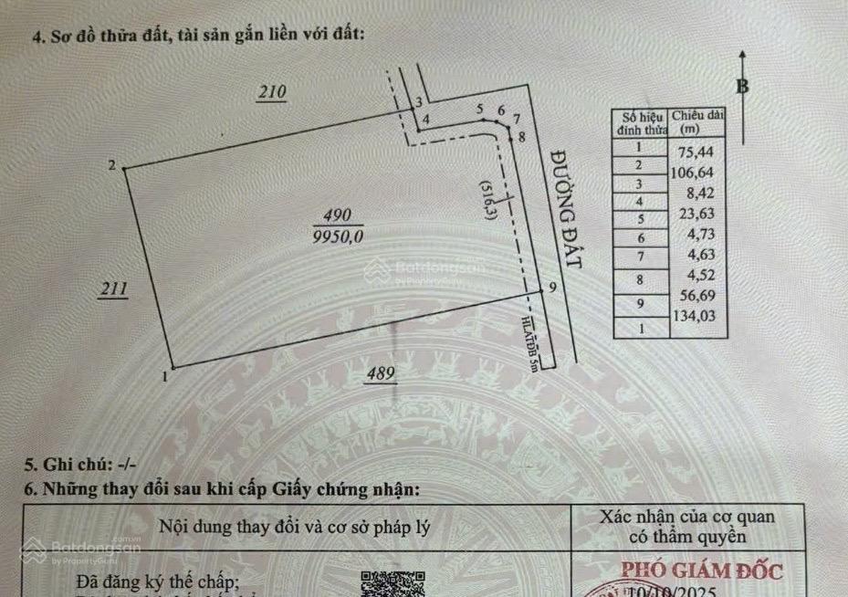 Bán đất tại tân phong, 40 tỷ, 9950 m2, mặt tiền 75m, pháp lý đầy đủ