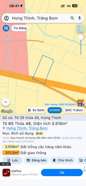 Bán 3.509 m2 đất tại đường d20 qua đường hưng bình