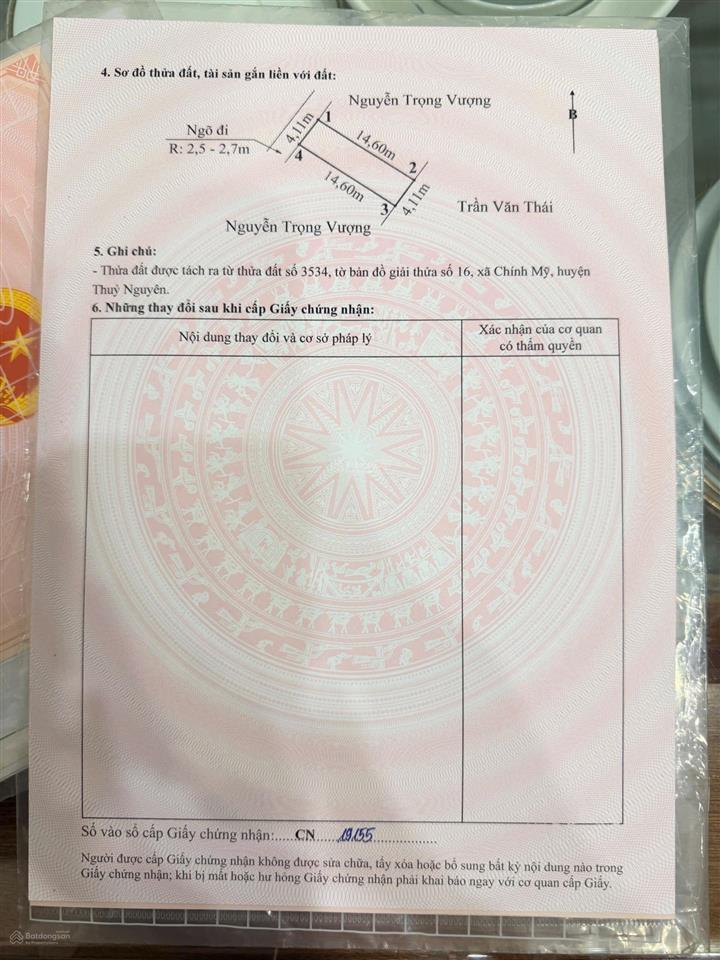 Hơn 600 triệu sở hữu đất trung tâm chính mỹ cơ hội khó bỏ qua
