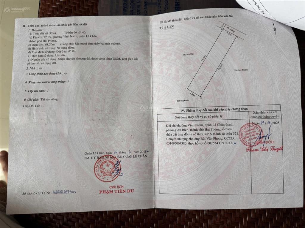 Bán đất mặt đường vĩnh tiến thiên lôi, ngay ngã tư sầm uất
