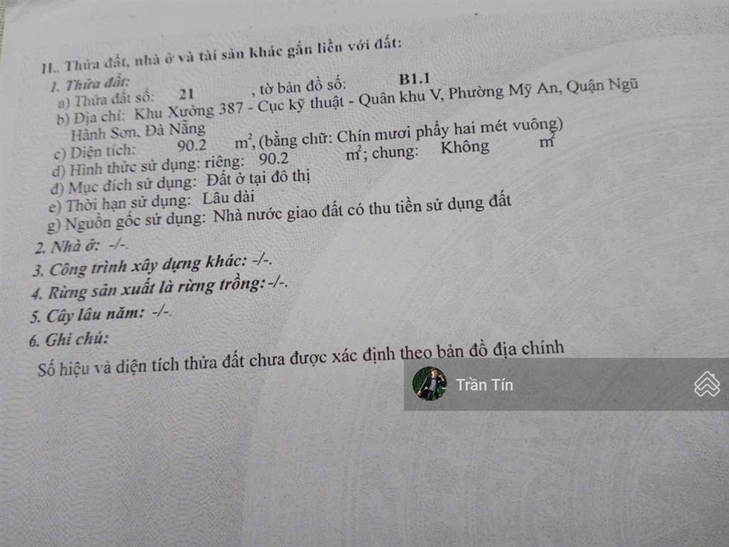 Lô đất mặt tiền đường an thượng 29, hướng đông bắc, 90m2 , giá bán 20 tỷ