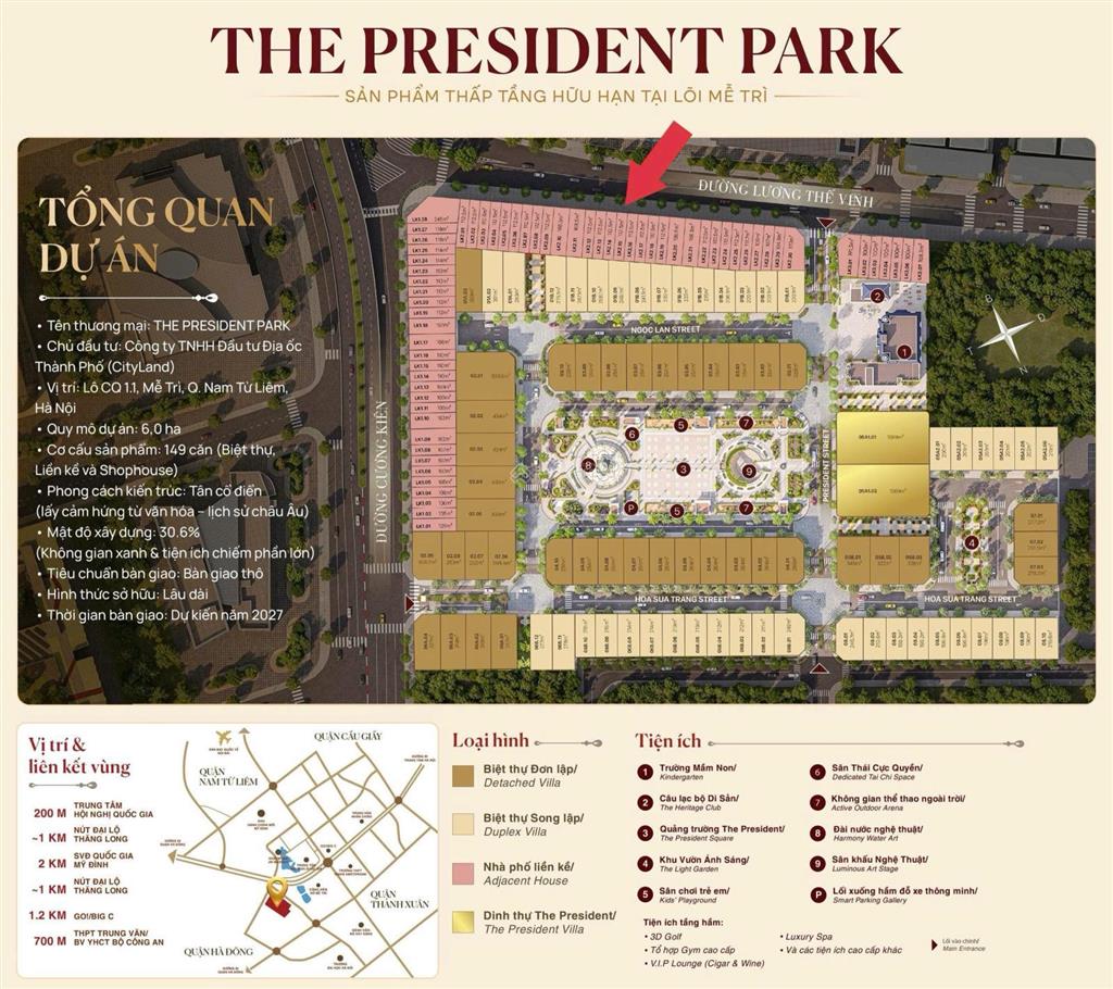 Bán liền kề tại the president park, 55,169 tỷ, 112m2, 5pn, 5wc 0817 936 ***