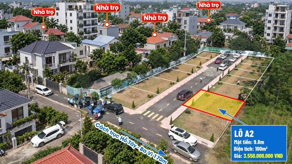 Đất hạ bằng hòa lạc 100m full sổ đỏ, mặt tiền 9m, phù hợp xây chung cư mini ở luôn!