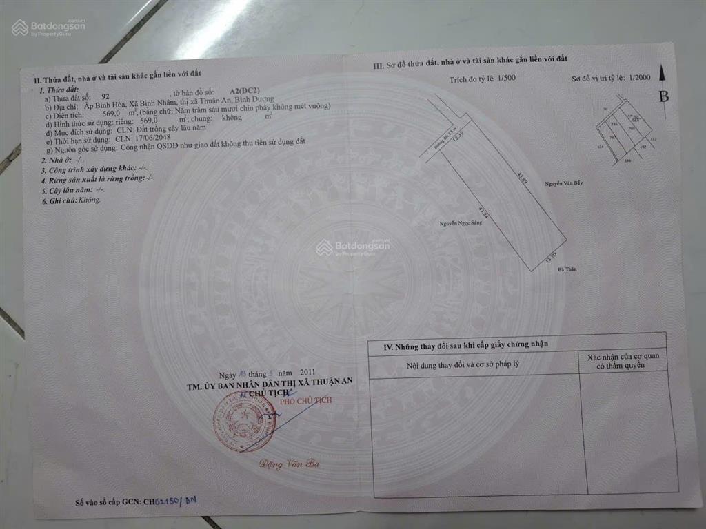 Đất sổ đỏ chính chủ 569m2 tại thuận an, bình dương giá 5 tỷ