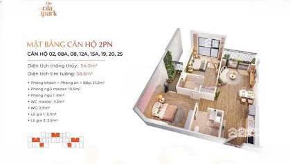 Căn 2pn 2wc the sola park smart city 54m², tầng 23 view thoáng, tiện ích ngập tràn, giá tốt 5,1 tỷ
