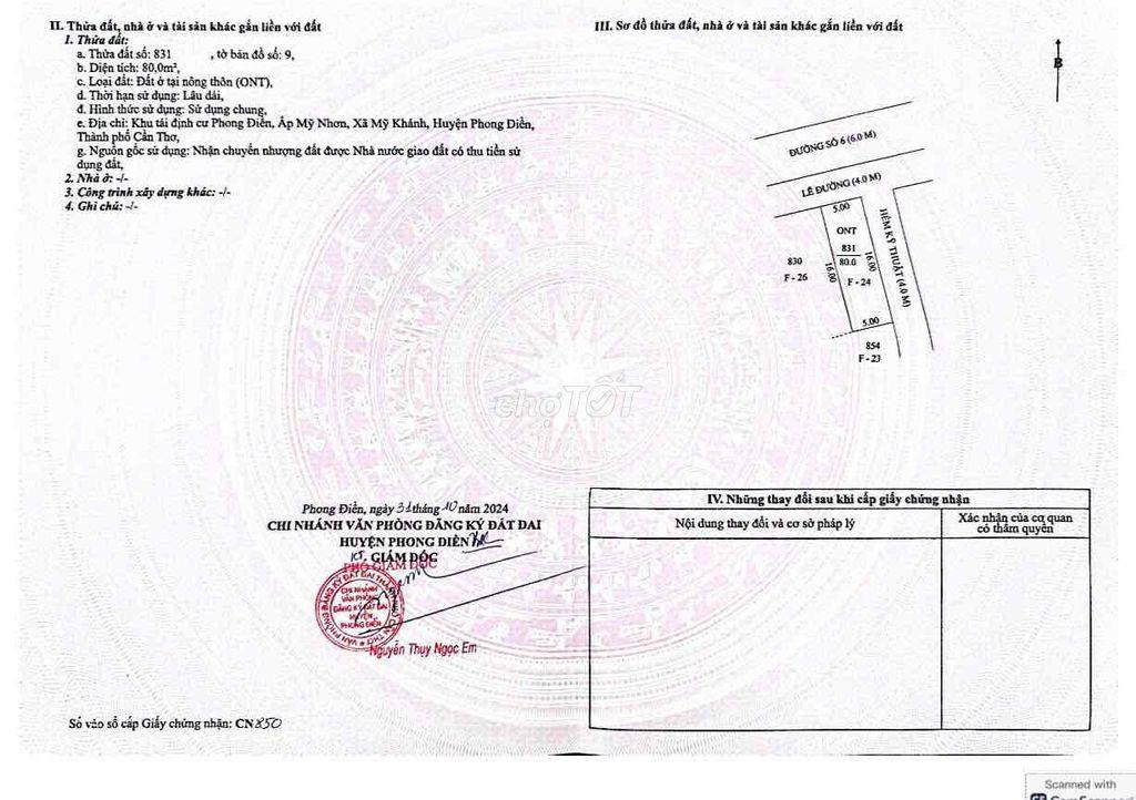 Bán đất nền Khu TĐC Phong Điền