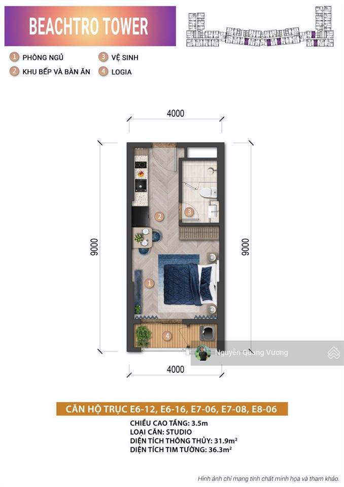 Bán studio sổ hồng beachtro 37,8m2, view biển & sun world, giá từ 2,64 tỷ, thanh toán giãn