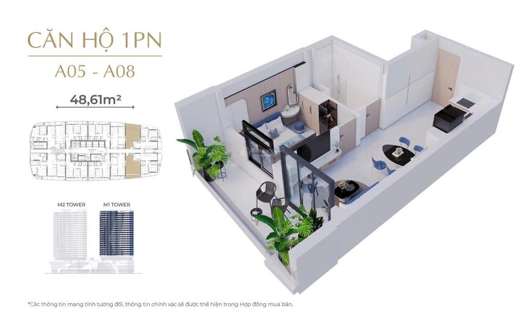 Cắt lỗ sâu! bán căn 1pn/48m2 trục 05 tầng trung view dowtown. giá cắt lỗ thấp hơn hđmb, htls 24th