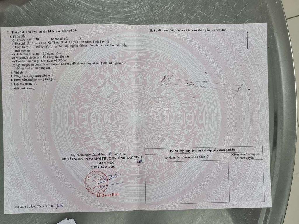 Bán đất sào Tân Biên