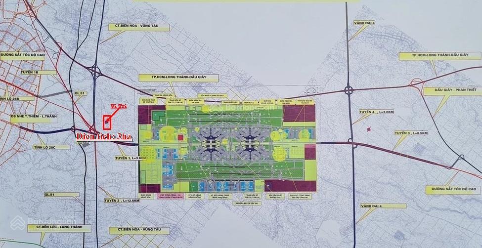 Đất 2 mặt tiền, trước sân bay quốc tế long thành, dt 150x200m, vuông vắn, giá 91 tỷ