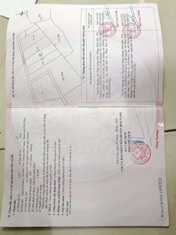 201 m đất ở hoàn toàn thôn lệ sơn 2 hòa tiến cần bán
