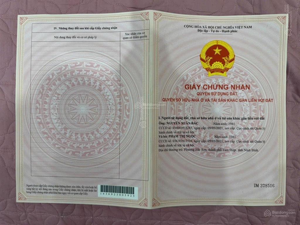 Bán gấp đất 295,5m2 tại phường tây sơn, thị xã tam điệp, ninh bình, giá siêu hời 5,5 tỷ