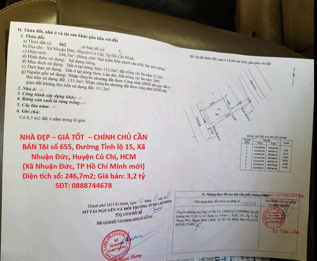 NHÀ ĐẸP – GIÁ TỐT – CHÍNH CHỦ CẦN BÁN TẠI số 655, Đường Tỉnh lộ 15, Xã Nhuận Đức, Huyện