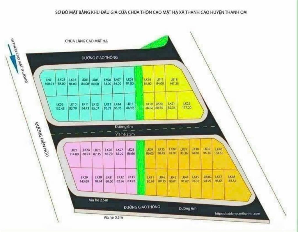 Bán đất đấu giá cao mật hạ, bình minh, (thanh oai cũ) dt 95m, mặt tiền 6m cách hà đông 8km, gần vin