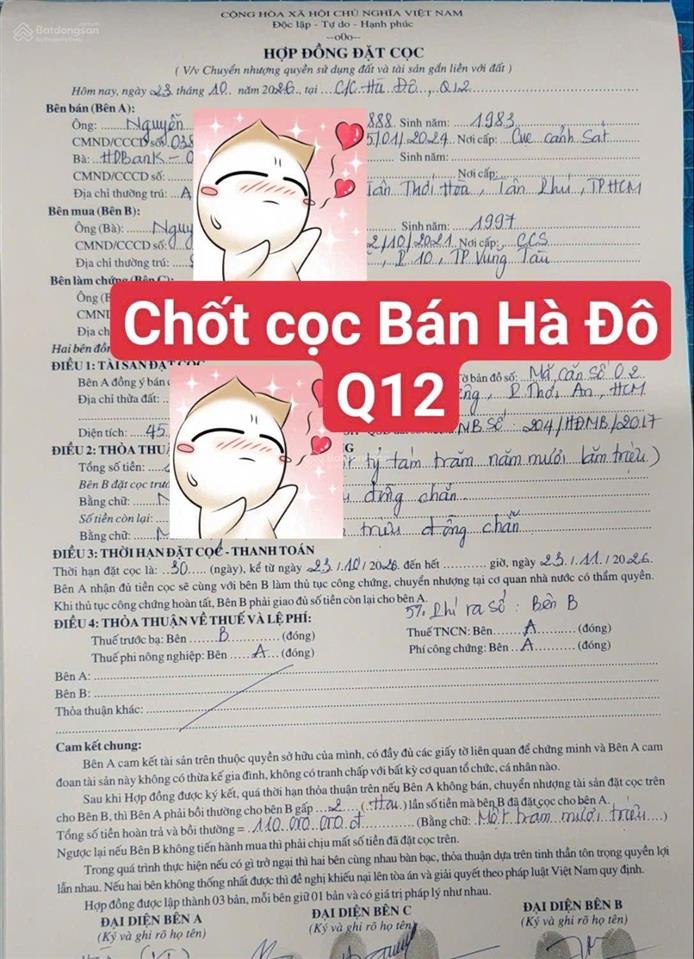 23/10/2026 buổi tối đẹp! một chiếc hợp đồng cọc tối qua cho em gái hà đô q12.