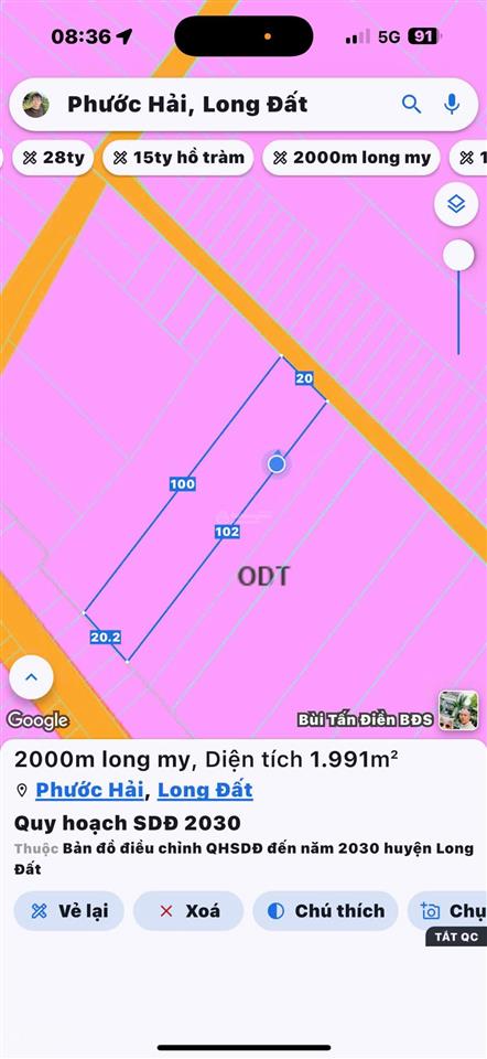 Phước hải 2000m2 view núi cực đẹp dt 2000m2 20x100 quy hoạch đất ở mặt tiền đường nhựa 8m