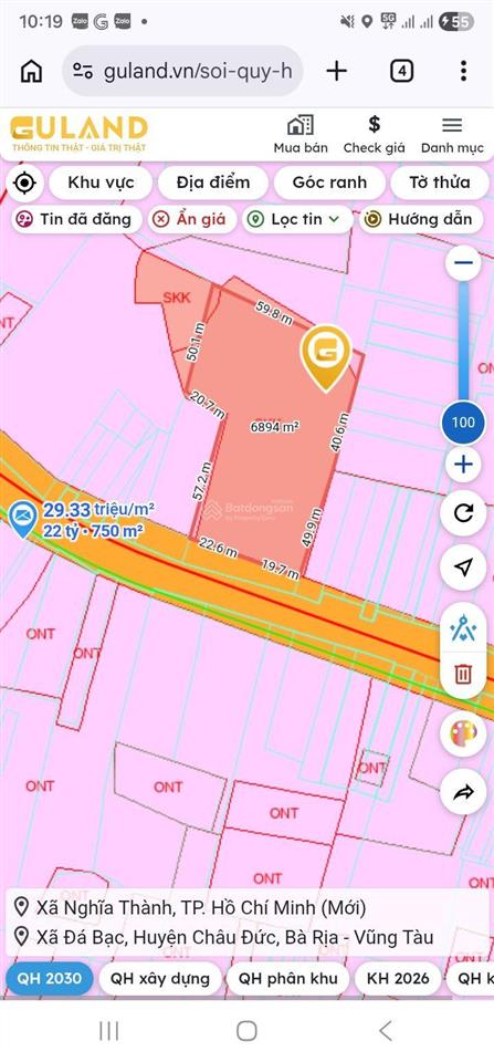 Bán 6600m2 đất tmdv mt dt998, cách biển hồ tràm 500m. thích hợp xây khách sạn + cafe