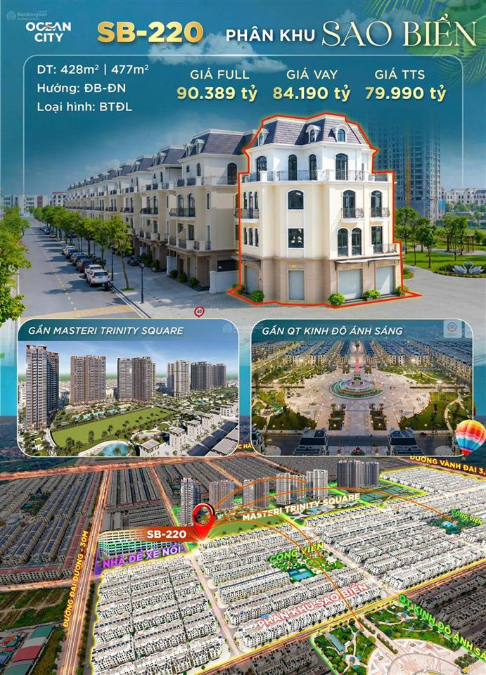 Bán biệt thự đơn lập 428 m2 cạnh 9 tòa chung cư và công viên 7,5 ha giá tốt