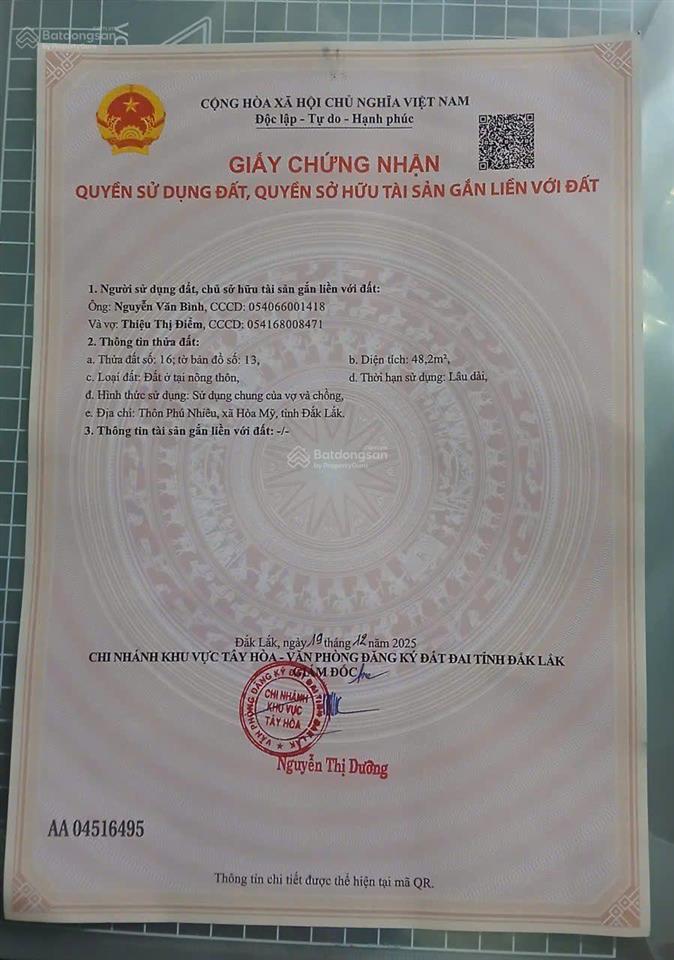 Bán lô đất ngay chợ phú nhiêu, mặt tiền đường dh76, phù hợp làm shop. giá 1,25 tỷ